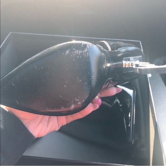 YSL OPYUM BOOTIE IN PATENT LEATHER W/ SILVER HEEL - Picture 7 of 8